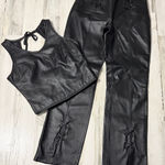 wilson's leather  Maxima Black Lace-Up Pants and Top Set Vintage 1990’s Photo 0