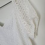 EXPRESS Women's Size XL White Short Sleeve Lace Midi Sweetheart Neckline Zip Back Dress Photo 1