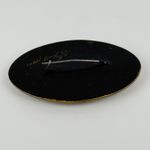 Artisan Hand Painted Floral Oval Brooch Vintage Signed 1961 Wooden Pin Photo 2