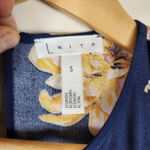 Leith Navy Yellow Pink Floral Print Flutter Sleeve Midi Dress Small Workwear Photo 3