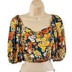 Sienna Sky  Floral Puff Sleeve Crop Top - Size Small - Multicolor NWOT Photo 1