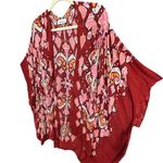 Quagga Kimono Cardigan One Size Red Colorful Floral Lightweight Boho Beach Photo 1