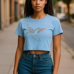 American Eagle  Light Blue Pegasus Graphic Crewneck Tee Shirt Size Medium NWOT Photo 11
