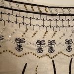 Dizzy Lizzie Linen Beaded Embroidered Skirt Cream Black Y2K Resort Boho Sz M Size M Photo 3