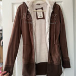Y2K Beauty Brown Faux Fur Lined Hooded Zip Up Photo 0