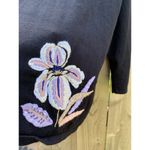 Sag‎ Harbor Black Floral Embroidered Accent Pullover Sweater medium white spring Photo 2