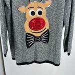 Holiday Time  Women's Black and Gray Crewneck Sweater Rudolph 3X sequins holiday Photo 4