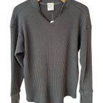 Aerie Offline By Waffle Knit Sweater Womens Size XXS Gray V Neck Long Sleeve NWT Photo 0