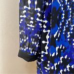 Adelyn Rae Faux Wrap Print Shirt Dress Size M Blue Black Open T Back Photo 5