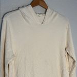 Dylan Cream Hooded Top Crinkly Cotton Long Sleeve Cozy Loungewear Boutique Photo 1