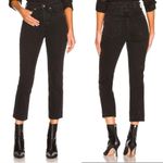 GRLFRND Karolina Hot Stuff Black Button Fly High Rise Straight Crop Denim Jeans Photo 1