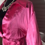 ZARA Mini Dress Valentine's Satin Ruched Bishop Sleeve Tulip Hem Hot Pink sz L Photo 9