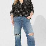 Torrid Harper Challis Long Sleeve Polka Dot Blouse Plus Size 1X Pinup Retro Vibe Photo 9