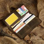 Men's RFID Vintage Look Genuine Leather Long Bifold Wallet Checkbook Wallets for Men Photo 1