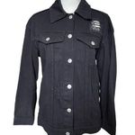PacSun Women’s Distressed Denim Black Jacket Size XS/S Cotton Button Front Photo 0