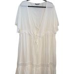 Bloomchic Plus Size White crochet boho Kimono Cardigan cover up duster Sz 22 Photo 0