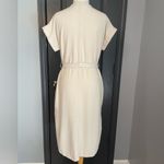 fab'rik Cottagecore  Cream Linen Blend Belted Side Split Beachy Lagenlook Dress Photo 2