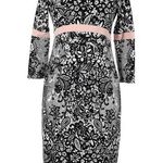 W By Worth White Shift Dress Black Lace Print Overlay Pink Sash Women’s Size 6 S Photo 0