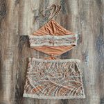 Retrofête Retrofete Viola Tiger Stripe Dress Sequin Size Large NWT Halter Open Back Photo 4