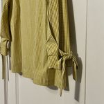 Lafayette 148 Paige Ithaca Gingham Check Blouse size medium 3/4 sleeves with bow Yellow Photo 7