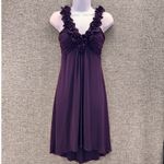 Valerie Bertinelli Y2K Baby Doll Dress Size 6 Purple Berry Ruffle Fairy Whimsigoth Stretchy Knit Photo 3