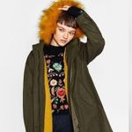 ZARA  Faux Fur Trimmed Hooded Parka Womens Medium Photo 0