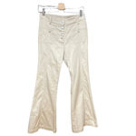 Alexis Helene Flared Stretch-Cotton Pants Button Denim Oyster Tan Size Medium Photo 1