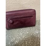 Guano Tong Genuine Leather Wallet Maroon Trifold RFID Organizer Zip Pocket Red Photo 2