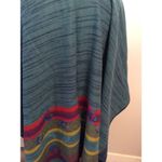 Women's Floral Tassel Poncho Shawl Wrap Cape Blue One Size Size L Photo 2