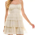 City studio mini dress gold sparkly crème/white White Size 4 Photo 0