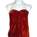 Reformation Women's Orange Velour Velvet Twist Front Strapless Tube Top Size 2 Photo 0