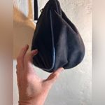 Black Suede Bag Vintage LULU GUINESS Purple Blue Floral embroideried needlepoint Photo 10