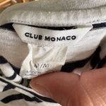 Susana Monaco Club Monaco Black Striped Crew Neck Linen Cropped T-Shirt Size M Casual Photo 4