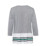 Brax Striped Grey Green Blue Ruffle Cuffed Crew Top 36 Cotton‎ Gray Size undefined Photo 2
