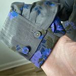 Rebecca Taylor Gray Floral Silk Drop Waist Dress size 4 Long Sleeve Ruffles Photo 6