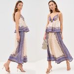 Zimmermann  Maxine Wide Leg Cropped Pants Ramie Purple Paisley 10 US 4 AU NWT Photo 2