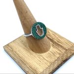 Hamsa Sterling Silver Pave Set Green CZ Ring Size 8 3/4 Silver Photo 3