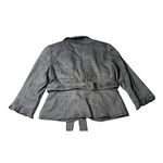 White House | Black Market Black Linen Blend Ruffle V Neck Belted Blazer Jacket 6 Photo 5