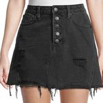 Free People NWT | Rainn Black Denim Jean Raw Hem Mini Skirt | 29 Photo 4
