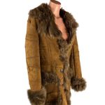 Genuine Shearling Sheepskin Patchwork Penny Lane Leather Coat fits S Photo 3