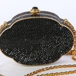 Judith Leiber Black Swarovski Crystal Embellished Cloud Shaped Evening Bag Photo 6