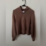 Varley  Davidson Sweatshirt Zip Pinebark Taupe Brown Size Small Photo 2
