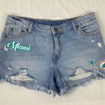 NFL Miami Dolphins  Team Apparel Distressed Frayed Blue Jean Shorts Women Size XL Photo 0