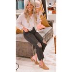 Free People Maggie Mid Rise Washed Black Distressed Jeans Size 27 NEW NWT Photo 5