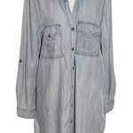 Philosophy  Distressed Gray Chambray Shirt Dress Size XL Gray Mini Shirt Dress Photo 0