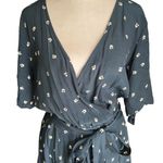 Faithfull the Brand Faithful The Brand - Blue Printed Wrap Mini Dress Sz 4 Photo 4
