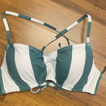 Shade & Shore  Lightly Lined Bikini Top‎ Womens Size 36B Green White Striped NWT Photo 0