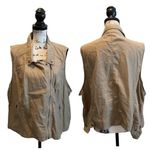Maurice's Asymmetrical Zip Vest Tan Brown Khaki Plus Size 3XL Safari Linen NWT Photo 7