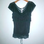 LC Lauren Conrad Lauren Conrad XL NY Ruffle Capped Sleeve Dots Top in Black White Photo 12