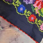 DURGA NAVY SCALLOP TRIM TASSEL NECK EMBROIDERED TAPESTRY FLORAL TUNIC SMALL Red Photo 6